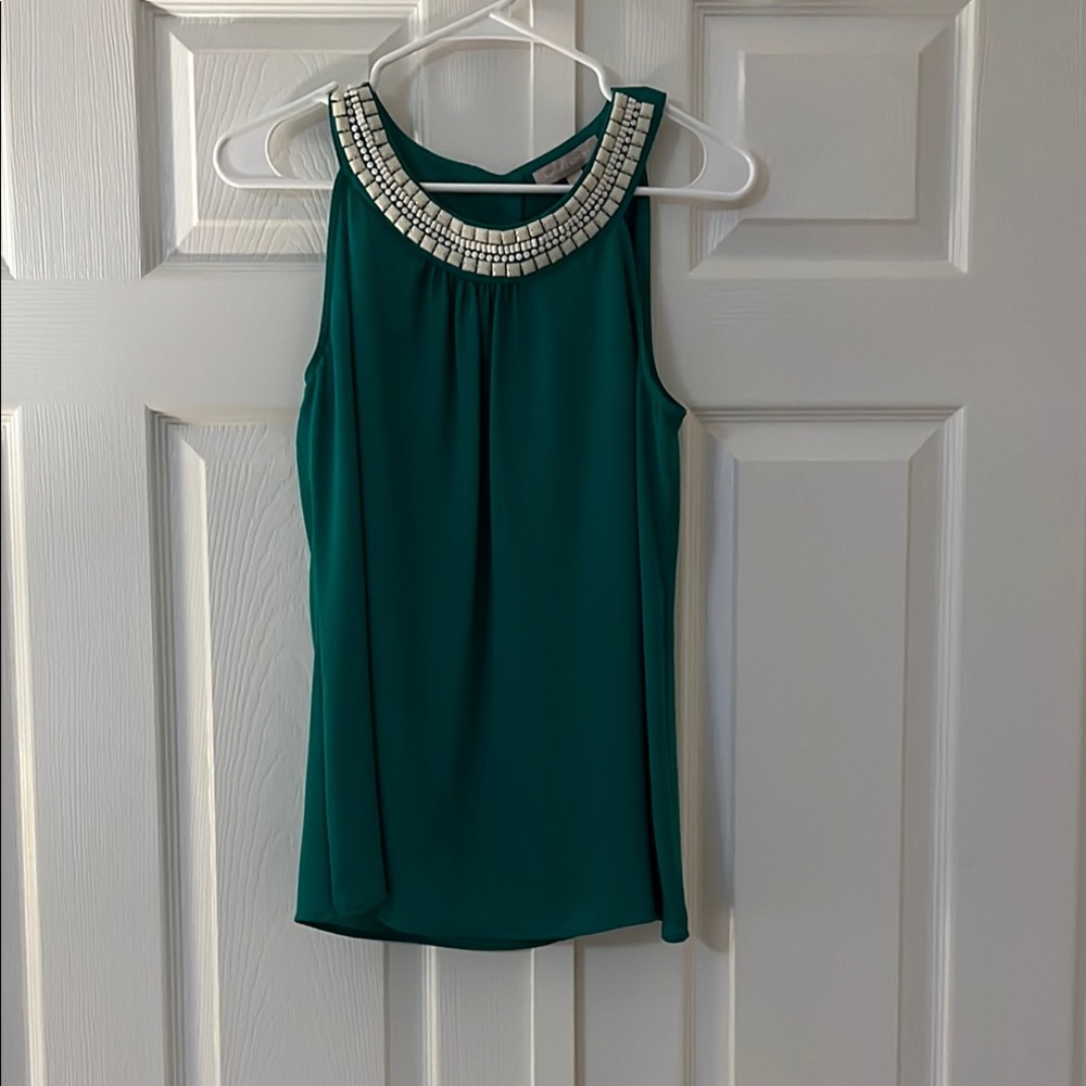 Banana Republic Green Embellished Sleeveless Blouse
